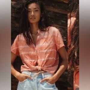 Cloth and Stone By Anthropologie Tie Dye Cropped Top Blouse Size L